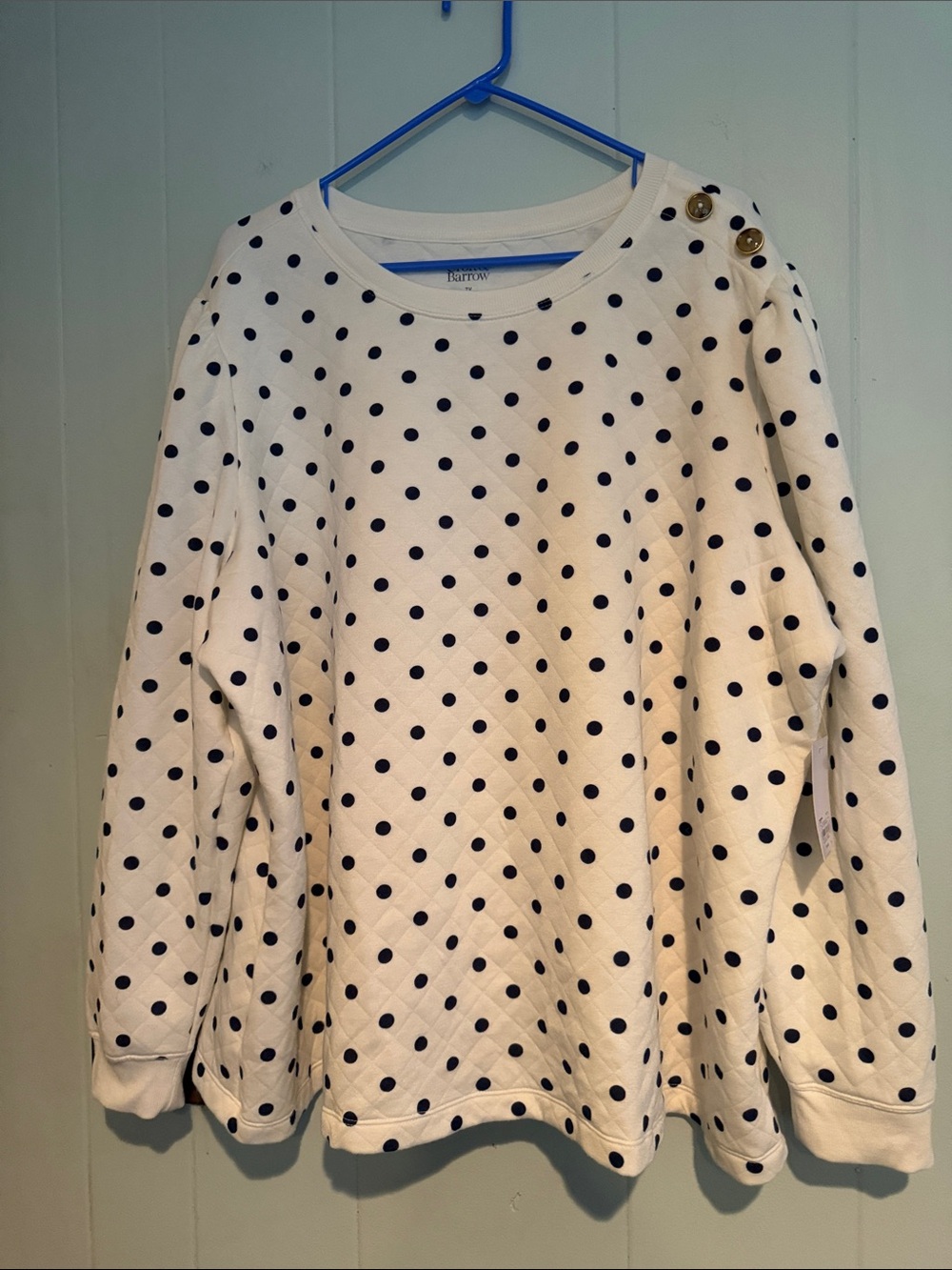 Kohl's White Polka Dot Long Sleeve Top
